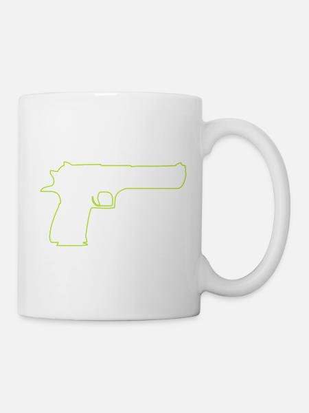 Neon-Pistolen-Silhouette - Tasse - Weiß