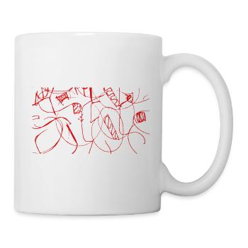 Rotes Liniengeflecht - Tasse - Weiß - Rechts