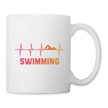Schwimmer Herzschlag Schwimmen - Tasse - Weiß - Rechts