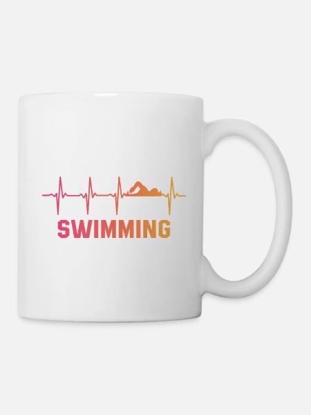 Schwimmer Herzschlag Schwimmen - Tasse - Weiß