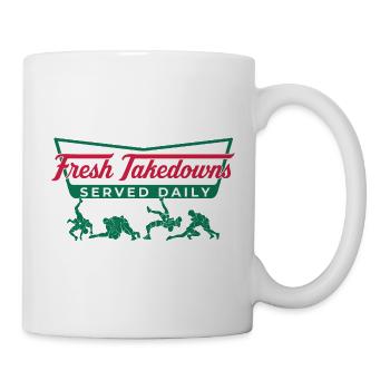 Täglich Fresh Takedowns – Wrestler-Geschenk - Tasse - Weiß - Rechts
