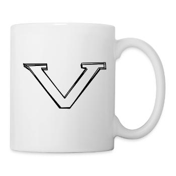 Kleinbuchstabe v handgezeichnet - Tasse - Weiß - Rechts