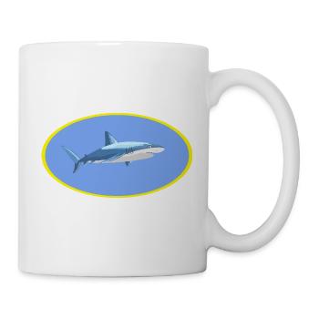 Hai im Gelb-Ring Cartoon - Tasse - Weiß - Rechts
