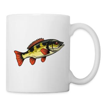 Bass im Feuerrot Farbspiel - Tasse - Weiß - Rechts