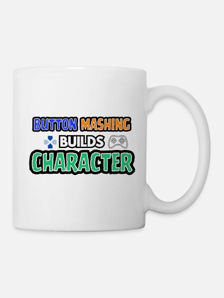 Button-Mashing baut einen Charakter auf - Tasse - Weiß