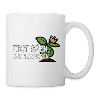Erste Aussaat Geschenk für Kleingarten-Neulinge - Tasse - Weiß - Rechts