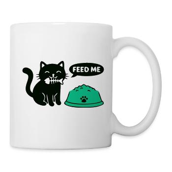 Hungrige Katze Futternapf Grafik - Tasse - Weiß - Rechts