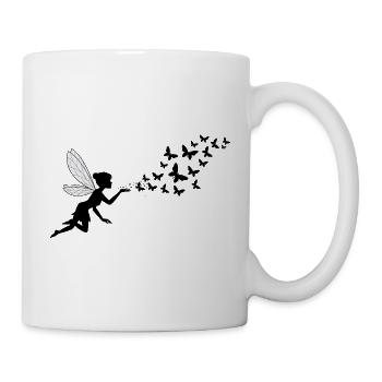 Schmetterlingdesign Pusteblumen Wiese Herzen Feen - Tasse - Weiß - Rechts