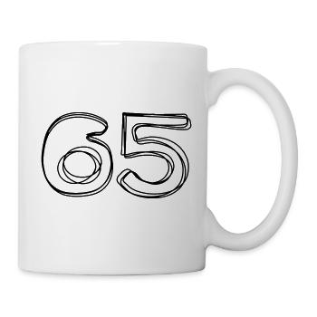 Zahl 65 handgezeichnet - Tasse - Weiß - Rechts