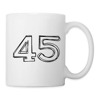 Zahl 45 handgezeichnet - Tasse - Weiß - Rechts