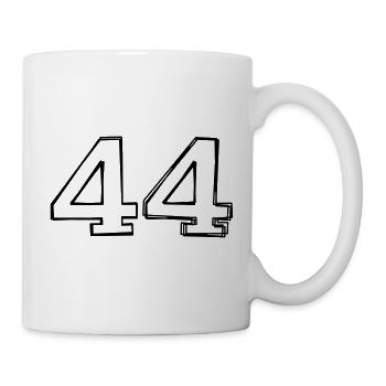 Zahl 44 handgezeichnet - Tasse - Weiß - Rechts