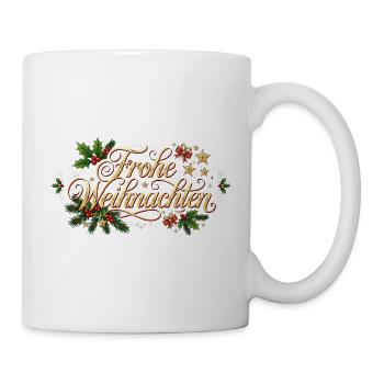 Frohe Weihnachten - Goldener Schriftzug - Tasse - Weiß - Rechts
