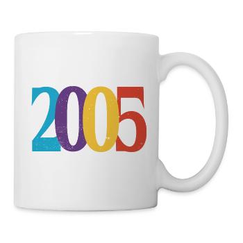 Geboren im Geburtstagsgeschenk-Jubiläum 2005 - Tasse - Weiß - Rechts
