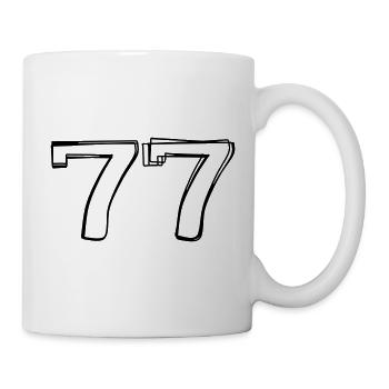 Zahl 77 handgezeichnet - Tasse - Weiß - Rechts