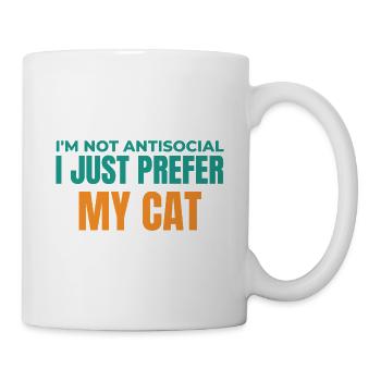 Katzenliebhaber Antisoziales T-Shirt - Tasse - Weiß - Rechts