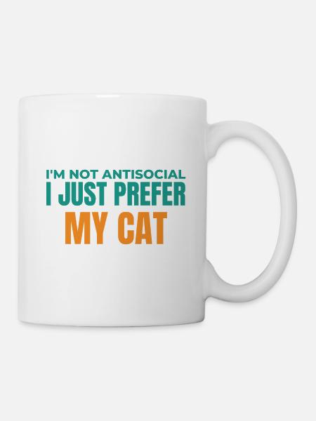 Katzenliebhaber Antisoziales T-Shirt - Tasse - Weiß