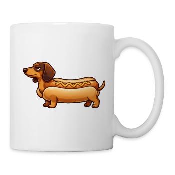 Dackel im Brötchen - Hotdog Dackel Geschenk - Tasse - Weiß - Rechts