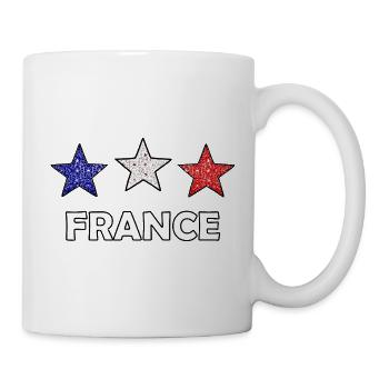Glitzer Sterne Frankreich Flagge - Tasse - Weiß - Rechts