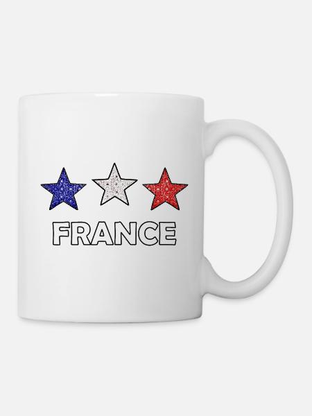 Glitzer Sterne Frankreich Flagge - Tasse - Weiß