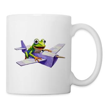 Crazy Frosch-Pilot auf Papierflieger - Tasse - Weiß - Rechts
