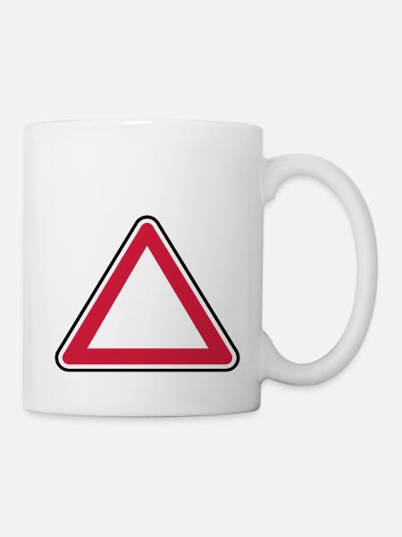 panneau attention - Mug blanc - blanc