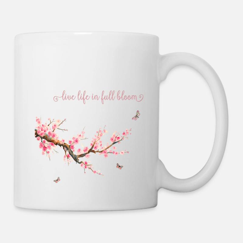 Lebe dein Leben in voller Blüte-Typografie - Tasse - Weiß