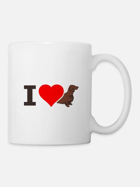 I LOVE dackel LANGHAARDACKEL iloveteckel - Mug - white