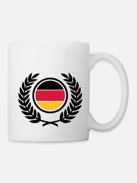 Deutschland (Flagge & Lorbeerkranz) - Tasse - Weiß