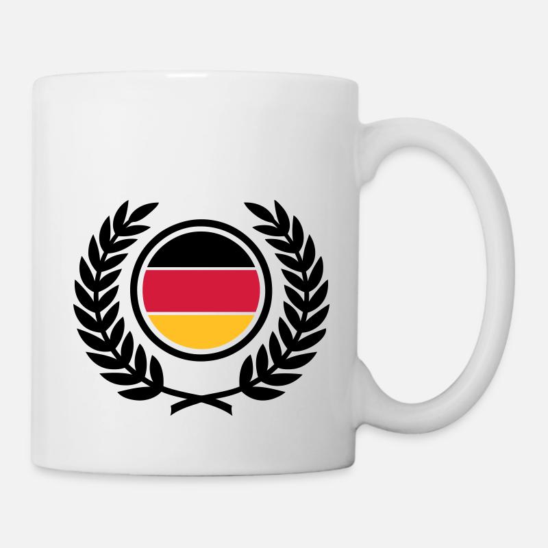 Deutschland (Flagge & Lorbeerkranz) - Tasse - Weiß