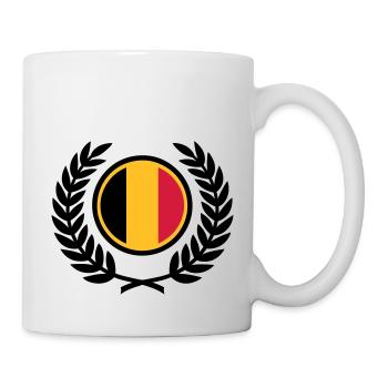 Belgien (Flagge & Lorbeerkranz) - Tasse - Weiß - Rechts