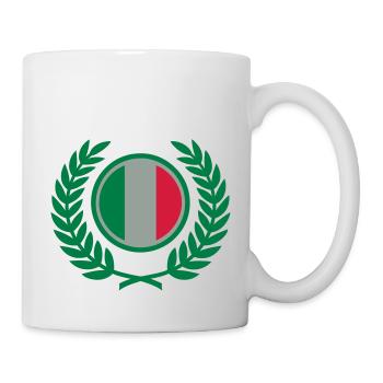 Italien (Flagge & Lorbeerkranz) - Tasse - Weiß - Rechts