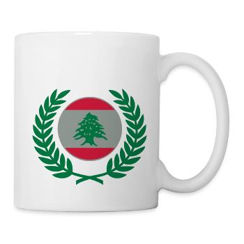 Lebanon (flag & laurel wreath) - Mug - white - Right