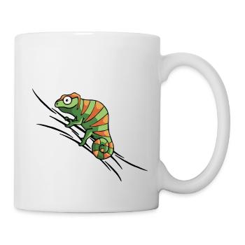 naughty chameleon climbing grin gift - Mug - white - Right