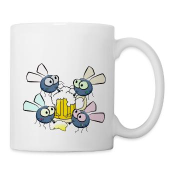 Bier und Fliegen - Tasse - Weiß - Rechts