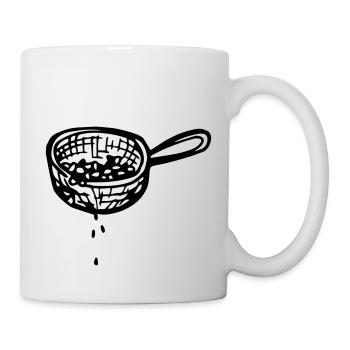 Sieb, abgießen, absieben, abseihen - Tasse - Weiß - Rechts
