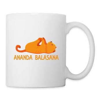 Coole Ananda Balasana Yoga Pose Katzenliebhaber Geschenke - Tasse - Weiß - Rechts