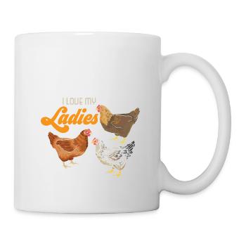 J'aime mon cadeau de poulet fermier fermier dames - Mug blanc - blanc - Droite