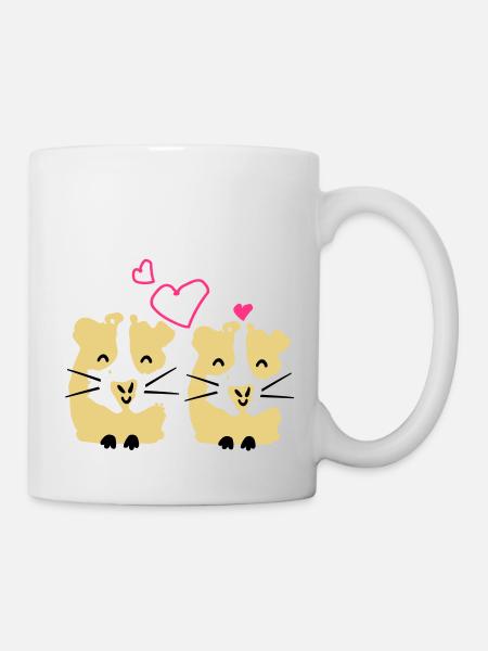 niedlich gini Schwein Meerschweinchen Paar - Tasse - Weiß