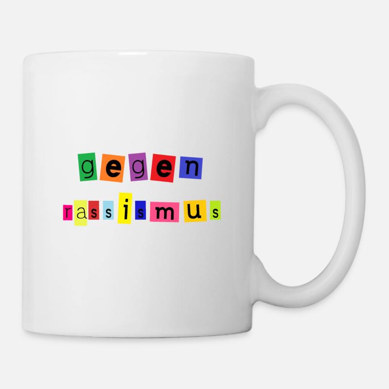 contre le racisme en noir coloré - Mug blanc - blanc