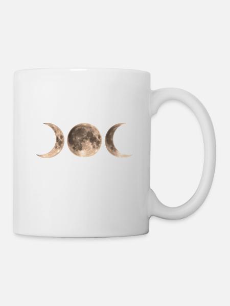 Wicca Mond - triple moon - Goddess symbol - Tasse - Weiß