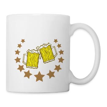 Gläser Bier Bierkrug und Sterne - Tasse - Weiß - Rechts