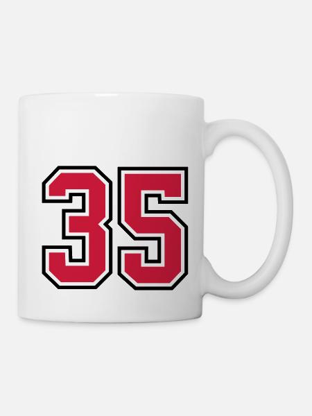 35 sports jersey football number - Mug blanc - blanc