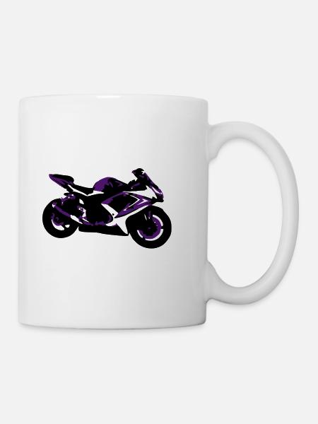 Motorrad - Rennmaschine - Racing - Tasse - Weiß