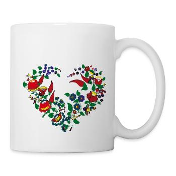 ungarische Blumen, Herz, Paprika,blumenherz - Tasse - Weiß - Rechts