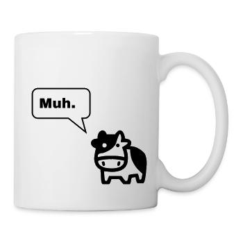 Vache mignonne avec bulle - Mug blanc - blanc - Droite