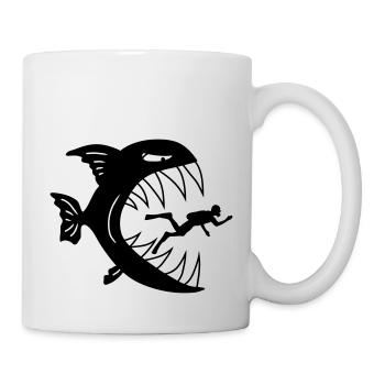 Monster Fish Eats Diver - Mug - white - Right