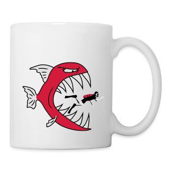 Monster Fish Eats Diver - Mug - white - Right