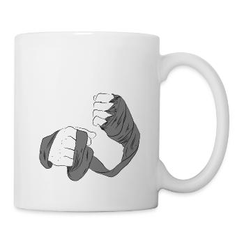 Tied fists with grey bandage - Mug - white - Right