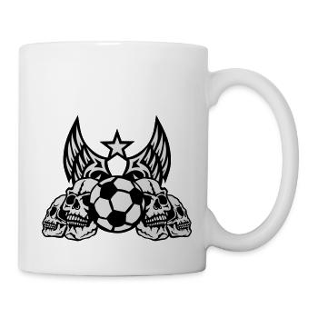 Fuß flügel Tod Kopf Schädel Fußball ein - Tasse - Weiß - Rechts