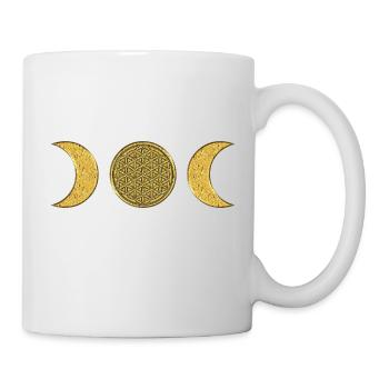 Moon - Flower of Life - gold - Mug - white - Right